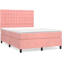 vidaXL Letto a molle con materasso rosa 140x200 cm in velluto