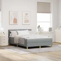 Prolenta Maison Exclusive - Letto boxspring a LED con testiera grigio chiaro 140 x 190 cm in tessuto