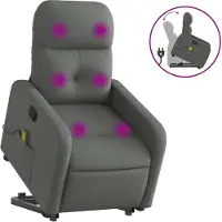 Syfax Poltrona Alzapersona Massaggi Reclinabile Grigio Scuro Tessuto