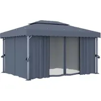 Syfax Gazebo con Tende 4x3 cm Antracite Alluminio