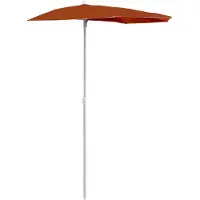 Syfax Ombrellone Semicircolare da Giardino e Palo 180x90cm Terracotta