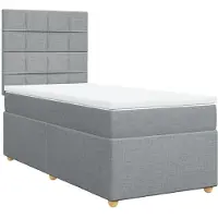 vidaXL Letto a molle con materasso grigio chiaro 90x190 cm in tessuto