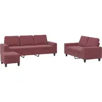 vidaXL Set di divani a 3 pezzi in tessuto rosso vino