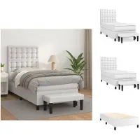 vidaXL Letto a molle con materasso bianco 90x190 cm in Pelle finta - Letti & strutture letto