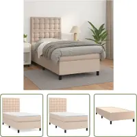 The Living Store Letto a molle con materasso cappuccino-marrone 90x190cm in ecopelle