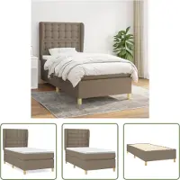 The Living Store Letto a molle con materasso Taupe 80x200 cm in tessuto