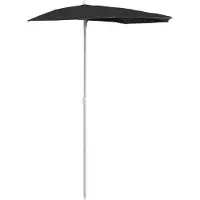 Syfax Ombrellone Semicircolare da Giardino con Palo 180x90 cm Nero
