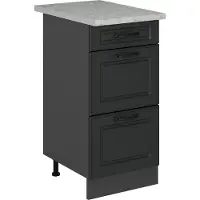 Vicco Mobiletto base per cucina R-Line Antracite rustico 40 cm con cassetti, marmo AP, Model 53572