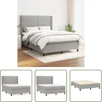 The Living Store Letto a molle con materasso grigio chiaro 140x200 cm in tessuto