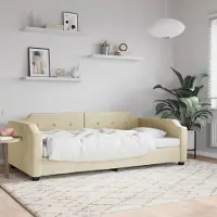 Prolenta Maison Exclusive - Letto a giorno color crema, 80x200 cm, rivestito in tessuto
