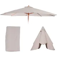 Mendler Copertura di ricambio per ombrellone Lissabon, copertura per ombrellone, Ø 3,5 m, poliestere, 8 stecche ~ bianco crema