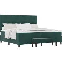 Syfax Letto a molle con materasso Verde scuro 200 x 200 cm Velluto