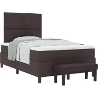 Syfax Letto a molle con testiera Marrone Scuro 120 x 200 cm Tessuto