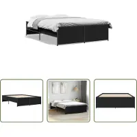 The Living Store Struttura letto nera 135x190 cm in legno e metallo