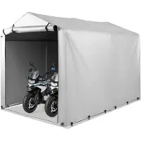 Costway Tenda da garage 160 x 218 x 164 cm, capannone impermeabile con struttura in metallo e porta a zip avvolgibile (grigio argento)