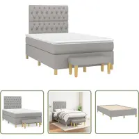 The Living Store Letto a molle con materasso grigio chiaro 120x190 cm in tessuto
