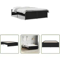 The Living Store Struttura letto nera 140x190 cm in legno e metallo