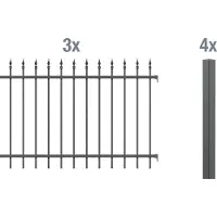 GAH Alberts 510589 Set completo di recinzione Chaussee, per la posa in opera di calcestruzzo, antracite, altezza 100 cm, lunghezza 6 m