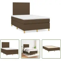 The Living Store Letto a molle con materasso marrone scuro 120x190 cm in tessuto