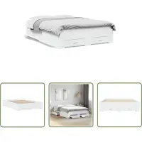 The Living Store Giroletto con cassetti bianco 140x190 cm in materiale ligneo