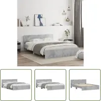 The Living Store Struttura letto con testiera in cemento grigio 140x200 cm