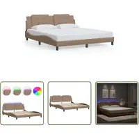 The Living Store Struttura letto con LED cappuccino-marrone 180x200 cm in ecopelle