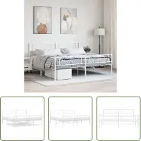 The Living Store Struttura letto con testiera e pediera in metallo bianco 193x203 cm