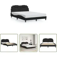 The Living Store Struttura letto con testiera nera 120x200 cm in ecopelle