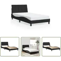 The Living Store Struttura letto con testiera nera 100x200 cm in velluto
