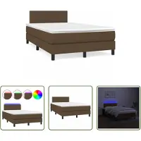 The Living Store Letto a molle con materasso e LED in tessuto marrone scuro 120x190 cm