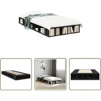 The Living Store Struttura letto nera 90x190 cm in materiale ligneo