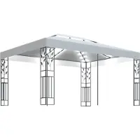 Syfax Gazebo con Tetto Doppio e Stringa di Luci LED 3x4 m Bianco