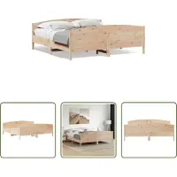 The Living Store Letto in legno massiccio con testiera 180x200 cm in pino