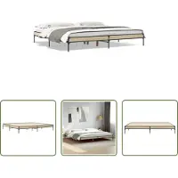 The Living Store Struttura per letto rovere Sonoma 200x200 cm in legno e metallo