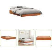 The Living Store Letto in legno massiccio cera marrone 140x200 cm pino