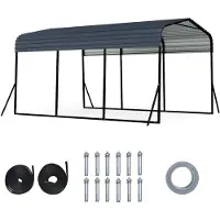 Costway Tenda da garage 440x300cm, tenda da garage impermeabile con struttura in metallo e 4 gambe inclinate aggiuntive, tettoia per auto, tenda per magazzino, tenda per feste