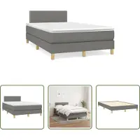The Living Store Letto a molle con materasso grigio scuro 120x190 cm in tessuto