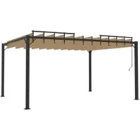 Syfax Gazebo con Tetto a Lamelle 3x4 m in Tessuto Tortora e Alluminio