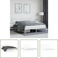 The Living Store Struttura letto con testiera in metallo bianco 160x200 cm