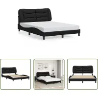 The Living Store Struttura letto con testiera nera 140x200 cm in ecopelle