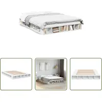 The Living Store Struttura letto bianca 150x200 cm in materiale ligneo