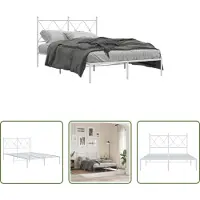 The Living Store Struttura letto con testiera in metallo bianco 120x200 cm