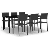 Syfax Set Mobili da Pranzo da Giardino 7 pz Nero