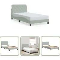 The Living Store Struttura letto con testiera in velluto grigio chiaro 100x200 cm