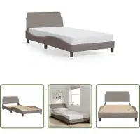The Living Store Struttura letto con testiera in tessuto taupe 100x200 cm