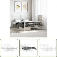 The Living Store Struttura letto con testiera e pediera in metallo bianco 140x190 cm
