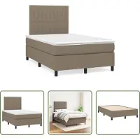 The Living Store Letto a molle con materasso Taupe 120x190 cm in tessuto