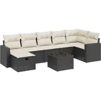 Syfax Set Divani da Giardino con Cuscini 8 pz Nero in Polyrattan
