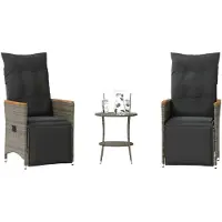 Prolenta Maison Exclusive - Set da bistrot 3 pezzi con cuscini grigio in polyrattan