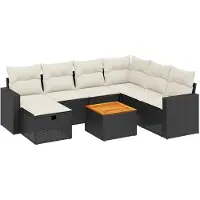 Syfax Set Divani da Giardino con Cuscini 8 pz Nero in Polyrattan